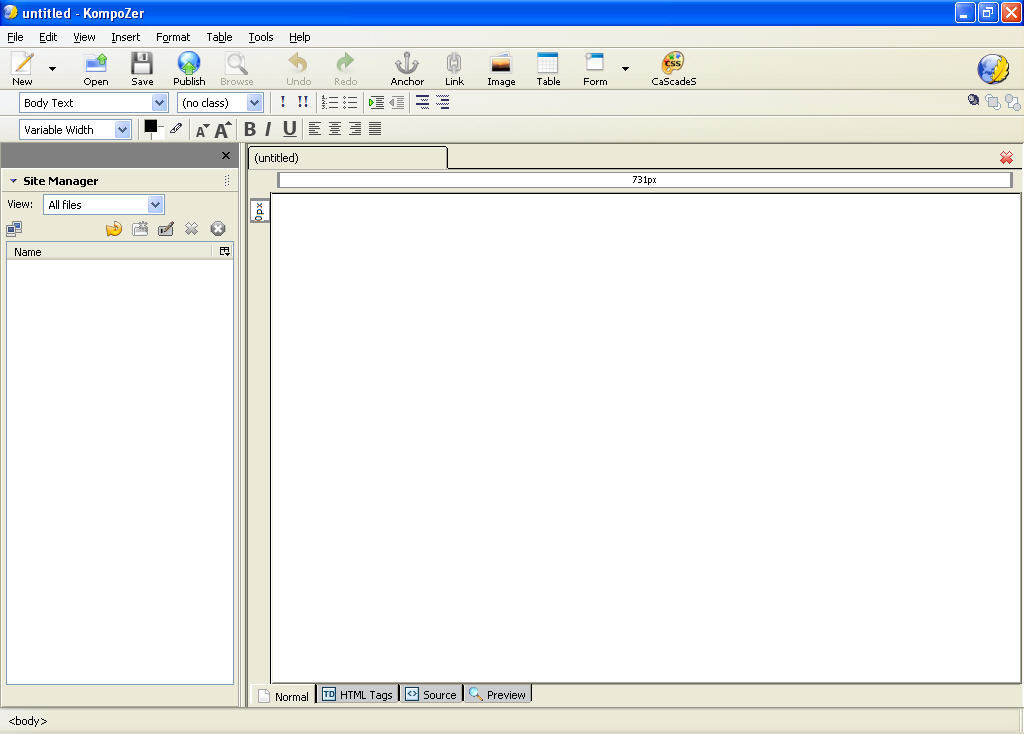 KompoZer Portable 0.7 : Main window