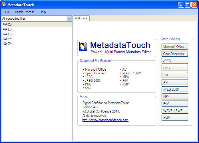 MetadataTouch 4.3 : Main window