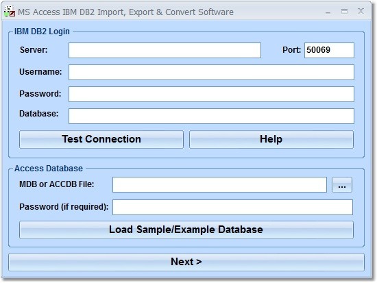MS Access IBM DB2 Import, Export & Convert Software 7.0 : Main Window