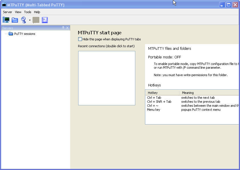 MTPuTTY 1.5 beta : Main window