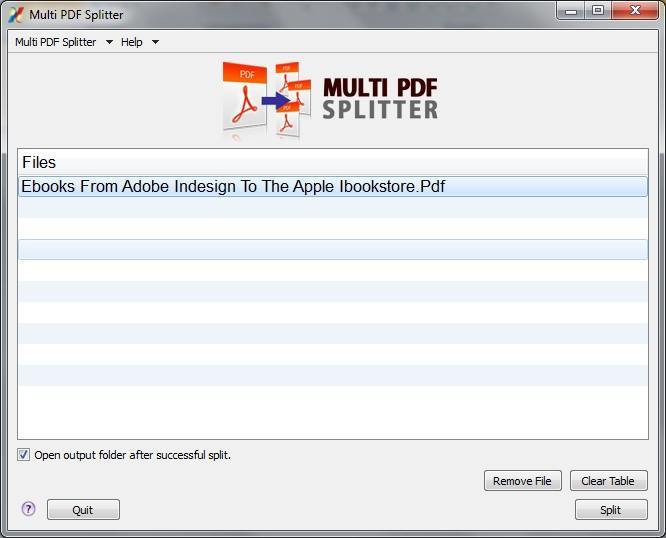 Multi PDF Splitter 1.4 : File Selection