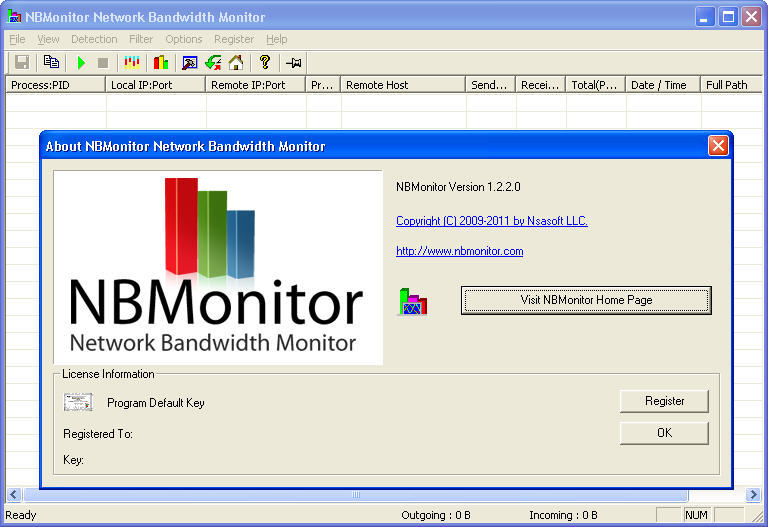 NBMonitor Network Bandwidth Monitor 1.2 : Main window