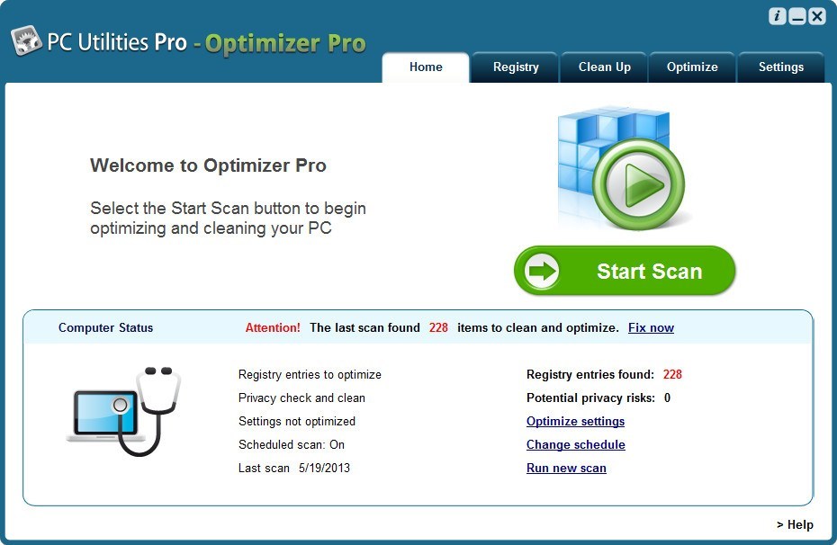 Optimizer Pro 3.1 : Main Window