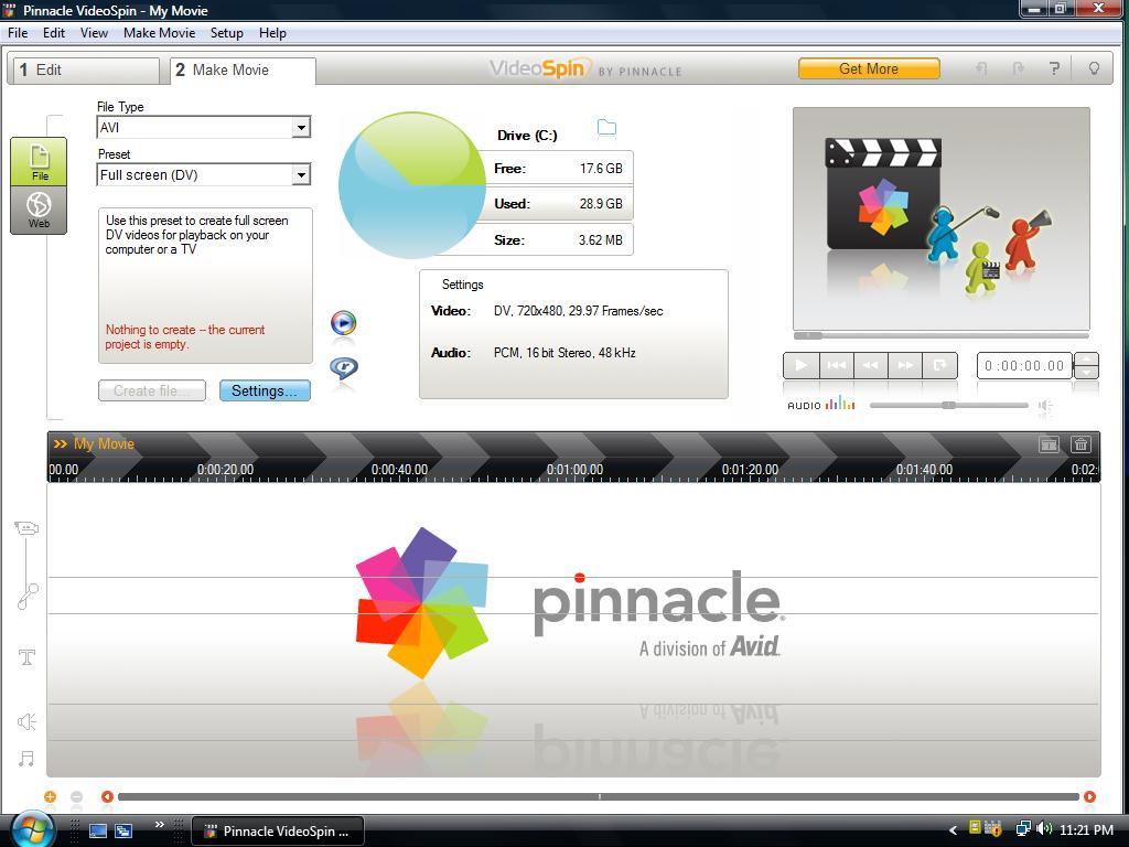 Pinnacle VideoSpin 1.1 : Main Screen 