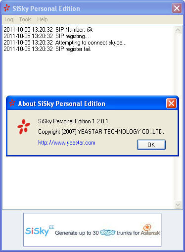 SiSky Personal Edition 1.2 : Main Window