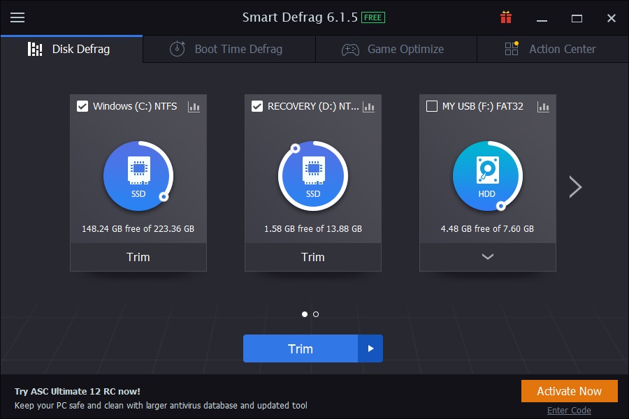 Smart Defrag 6.1 : Main Interface