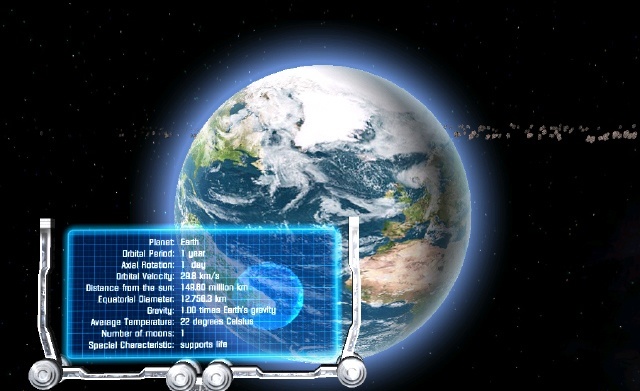 Solar System 3D Screensaver : Earth and Info