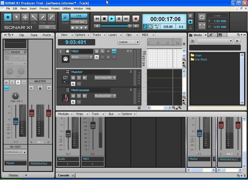 SONAR Producer Edition 18.0 : Main screen
