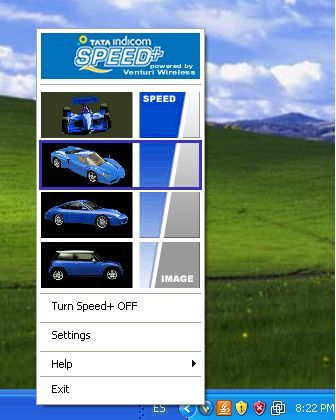 Speed+ : System tray