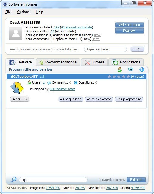 SQLToolbox.NET 1.3 : S.I Client Window