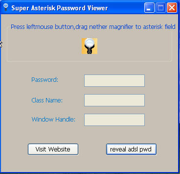 Super Asterisk password viewer : Main window