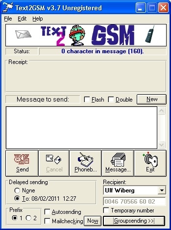 Text2GSM 2000 3.7 : Main Interface