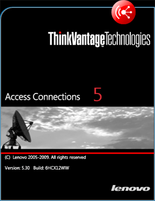 ThinkVantage Access Connections 5.3 : Help About Screen showing version