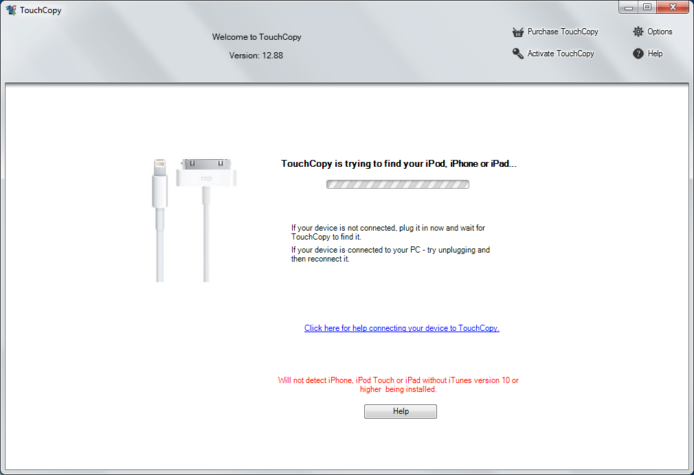 TouchCopy 12.8 : Main window