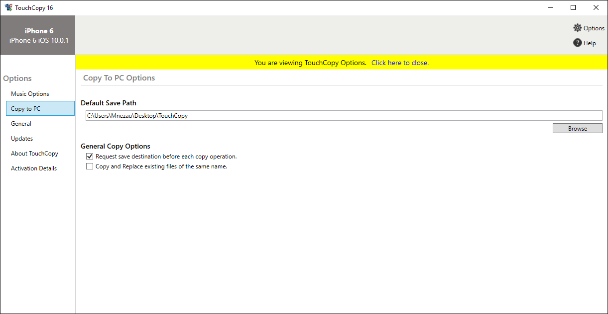 TouchCopy 16.0 : Other Options