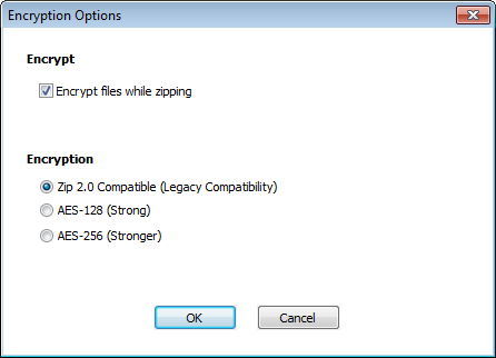 WinZip Courier 4.0 : Encryption Options
