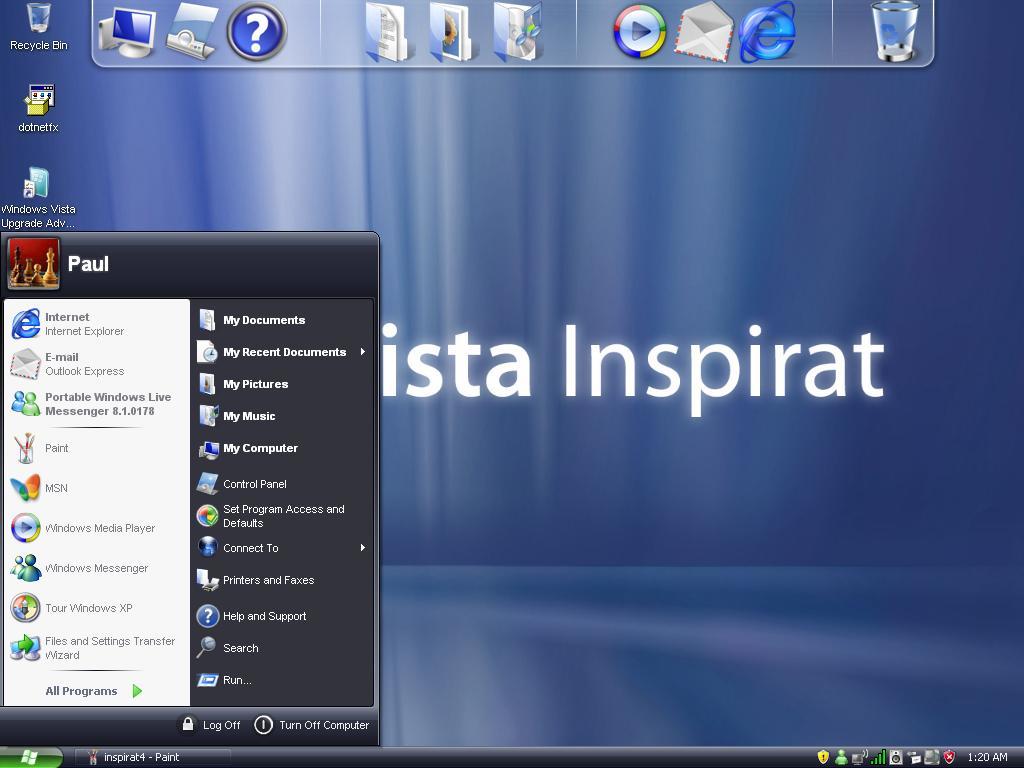 longhorn inspirat start menu