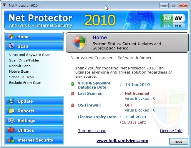 kostenlos Antivirus Net Protector 2011 erhalten
