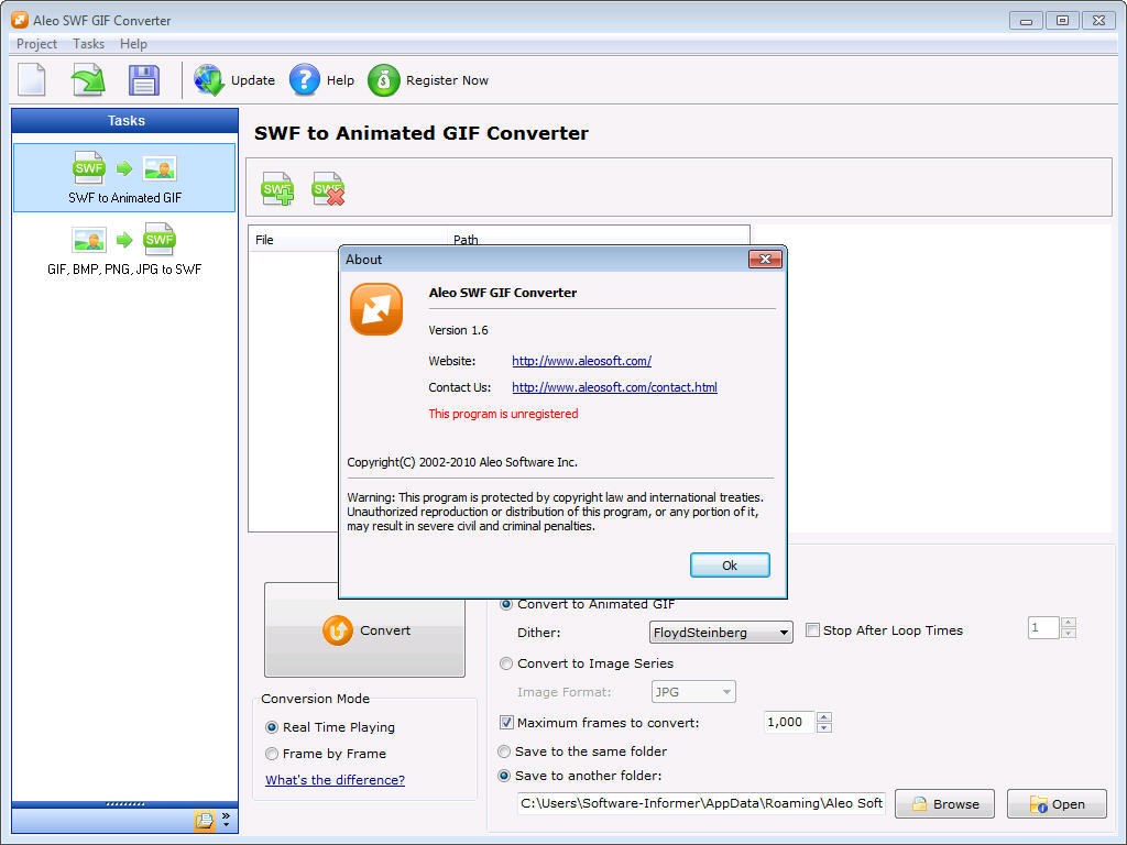 Aleo SWF GIF Converter screenshot and download at