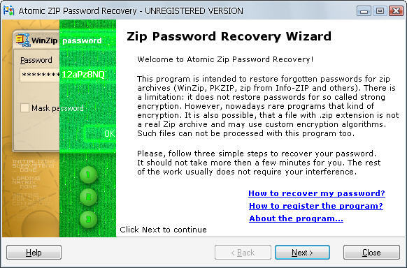 visual zip password recovery processor v6.2