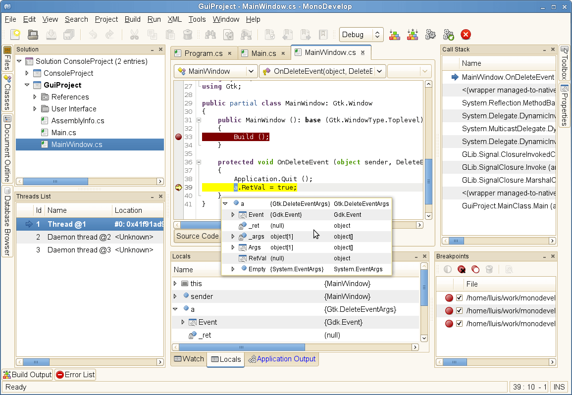 Monodevelop windows