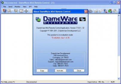 dameware mini remote control screen size