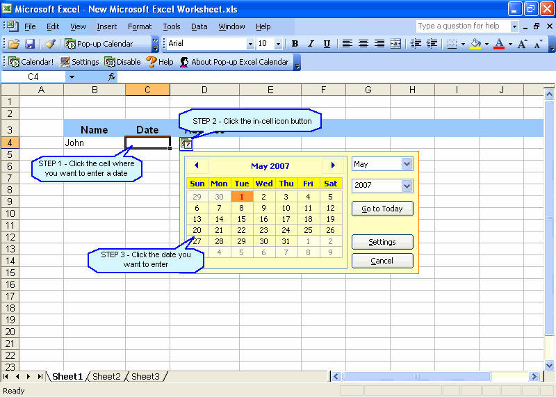 Pop Up Excel Calendar Download Simple Add In For Excel