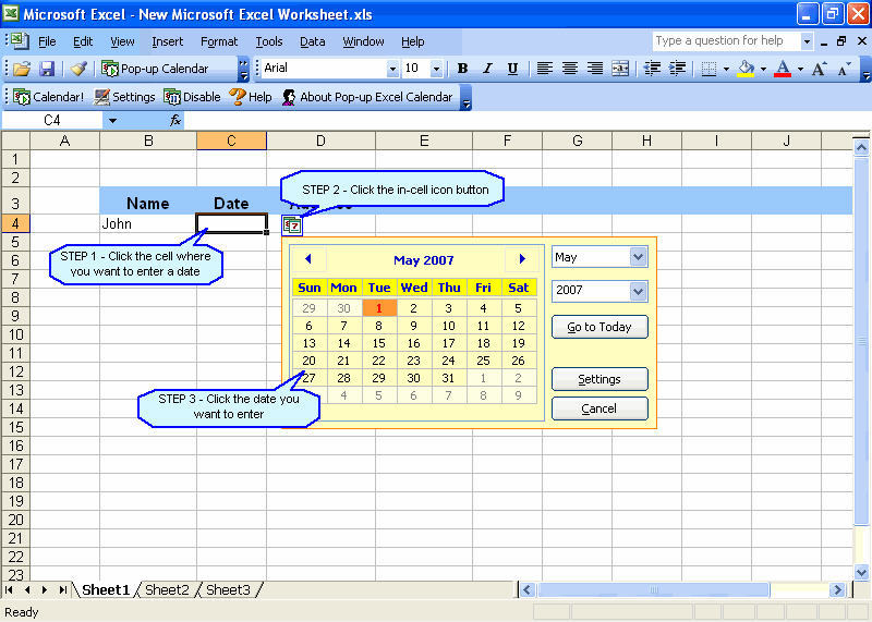 download date picker for excel