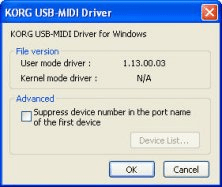 KORG USB-MIDI Driver for Windows