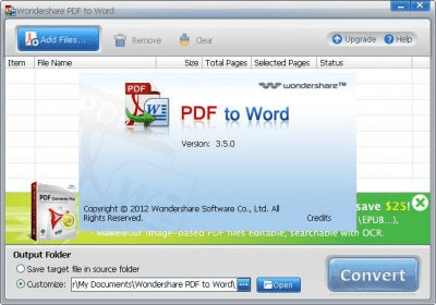 Wondershare Pdf To Word 3 5 Download Free Pdftoword Exe