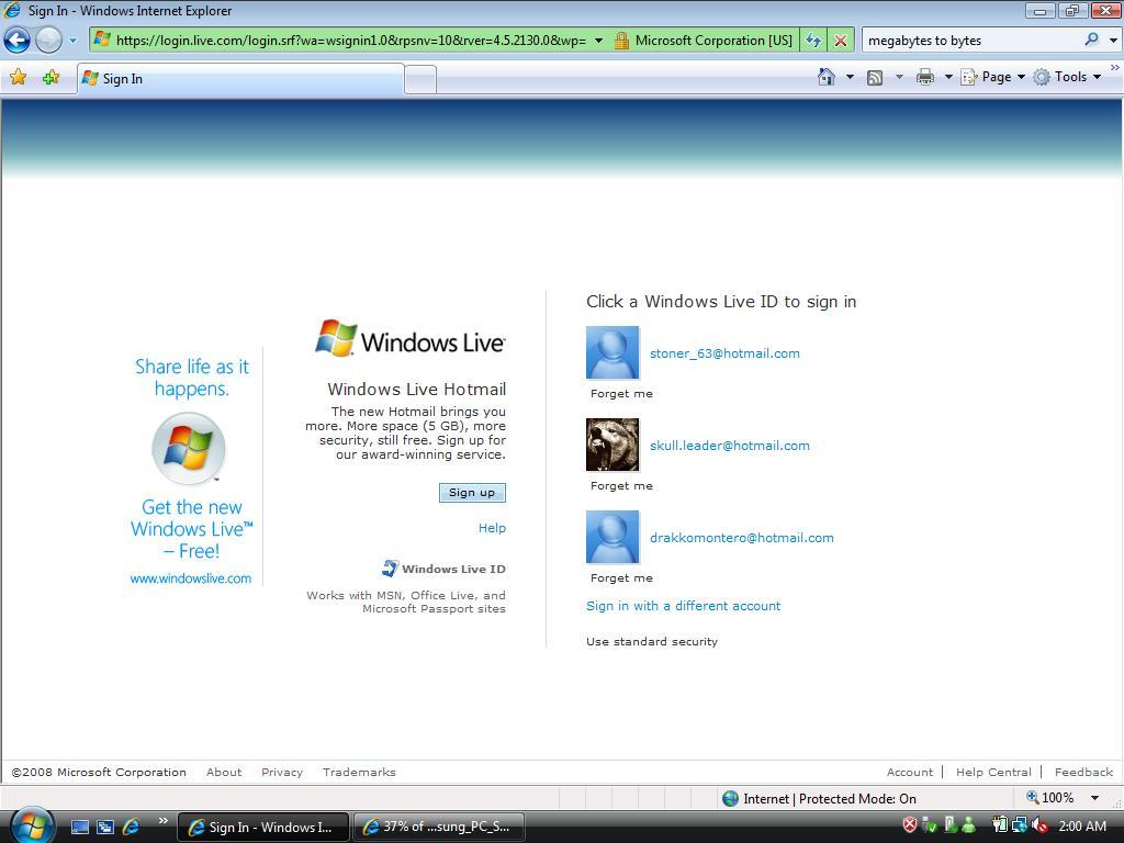 zaloguj się do Windows Live messenger składający się z identyfikatora yahoo