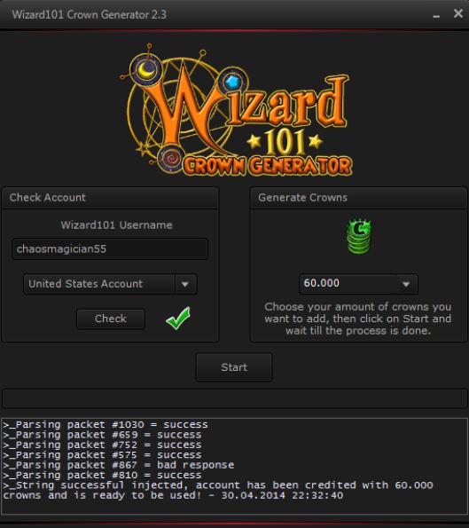 wizard 101 crown generator activation code