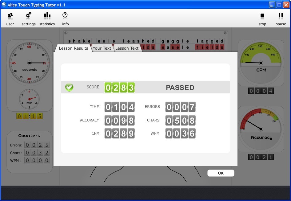 alice touch typing tutor