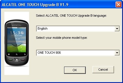 ONE TOUCH Upgrade B Download - allows you to update your Alcatel mobile phone software with your pc