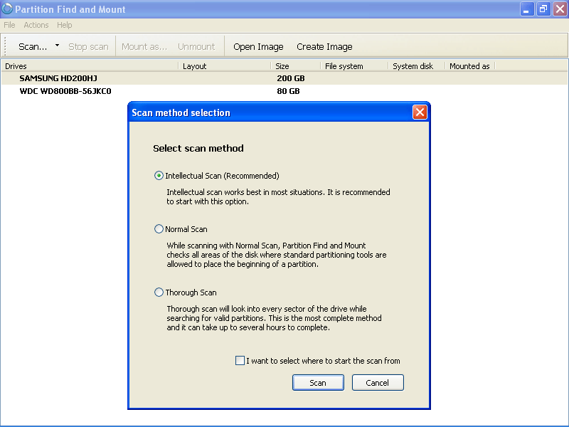 partition find and mount thorough scan did not find any partitions