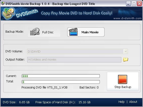 DVDSmith Movie Backup Download Make backups of your DVDs easily