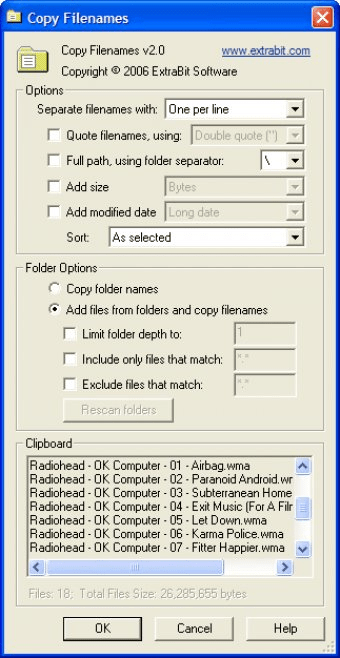 copyfilenames 3.1