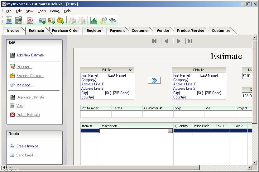 my invoices and estimates deluxe export invoice template