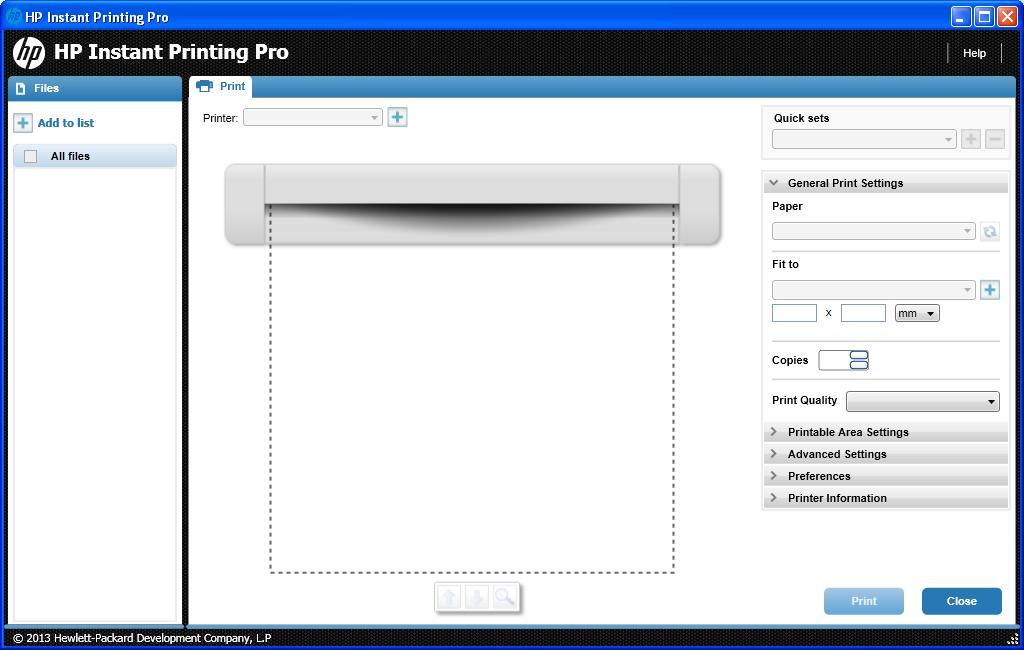 HP Instant Printing Pro - HP Instant Printing application to prepare for printing
