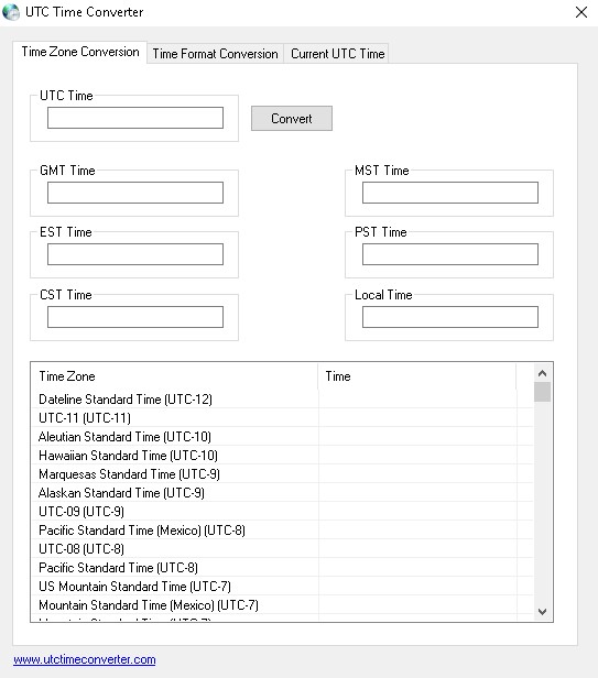 Coordinated universal clearance time converter