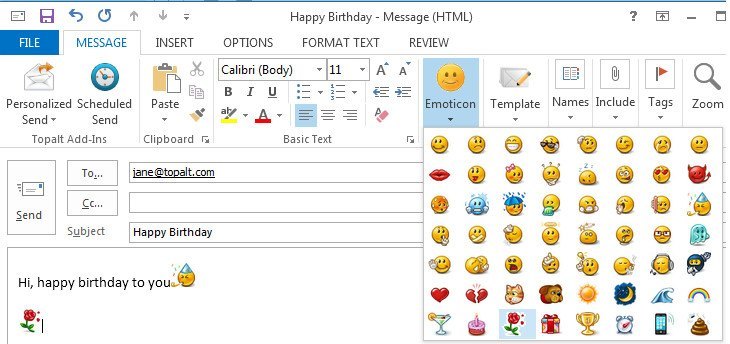 Smileys email outlook 2010