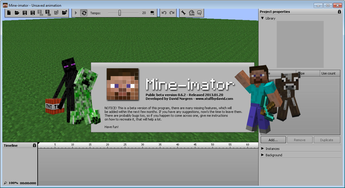 Mine-imator Download - Create animated shorts using blocks, items and the  characters from Minecraft