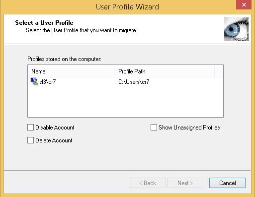 profile migration wizard