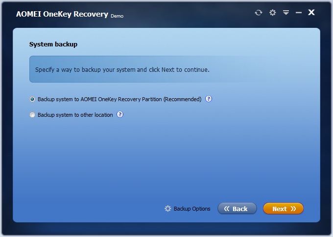 press f11 for aomei onekey recovery