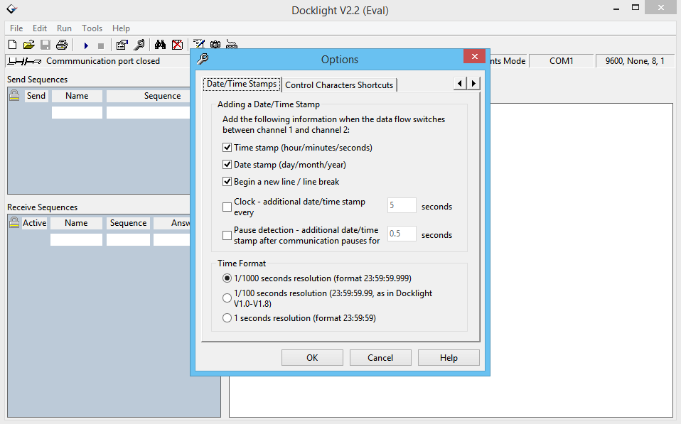 docklight 1.9 project settings freez