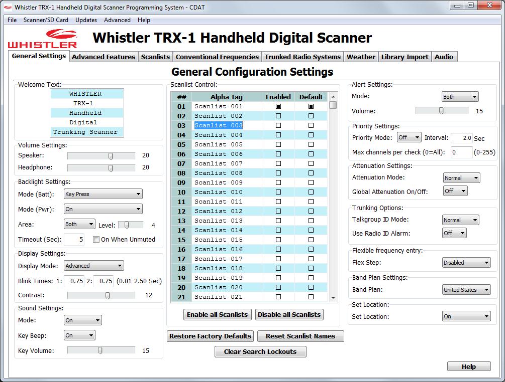 Whistler TRX-1 Digital Handheld Scanner PC Application Download - Configure  the Whistler TRX-1 Digital Handheld Trunking
