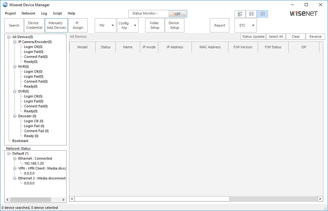 hanwha wisenet device manager