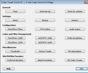 K-Lite Mega Codec Pack 14.4 Download (Free) - CodecTweakTool.Exe