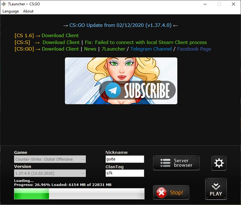 7Launcher CS: GO / Download CS GO com todas as skins de graça