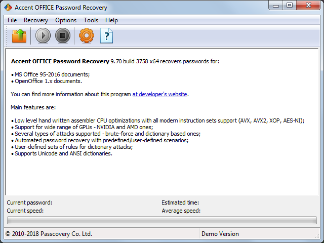 Accent OFFICE Password Recovery Download - It recovers passwords to  Microsoft Office and OpenOffice documents